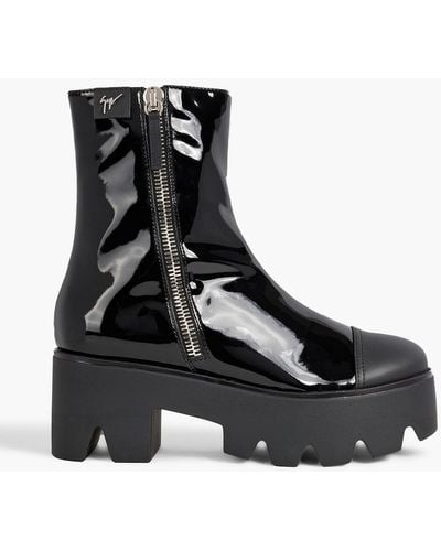 Giuseppe Zanotti Juliett Patent-leather Platform Ankle Boots - Black