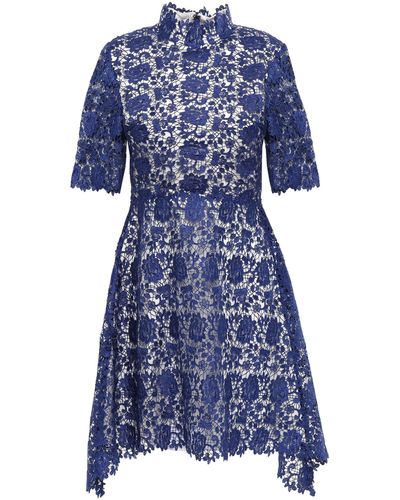 Catherine Deane Jeanne Fluted Guipure Lace Mini Dress - Blue