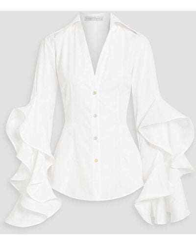 Palmer//Harding Prosper Ruffled Cotton-jacquard Shirt - White
