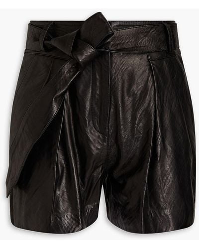 IRO Yazuka Pleated Leather Shorts - Black