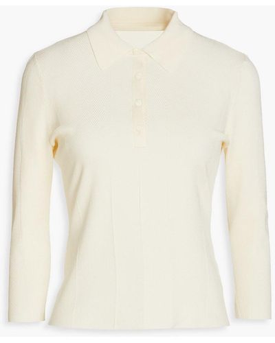 Rag & Bone Pacey Ribbed-knit Polo Shirt - White