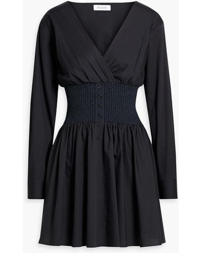 NAADAM Cotton-poplin And Ribbed-knit Mini Dress - Black