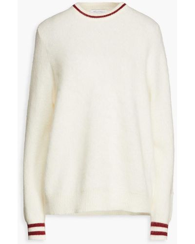 Bella Freud Embroidered Brushed Mohair-blend Sweater - White