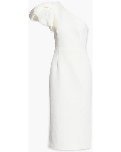 Rebecca Vallance Calla One-shoulder Gathered Cloqué Midi Dress - White
