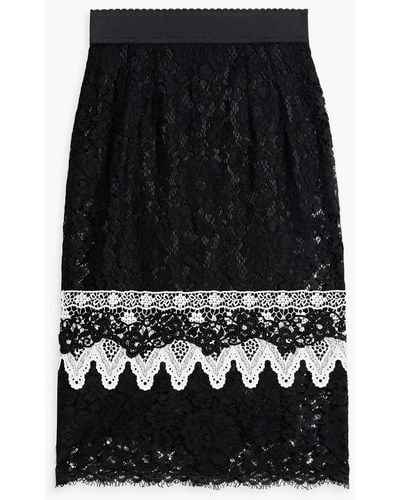 Dolce & Gabbana Cotton-blend Lace Skirt - Black