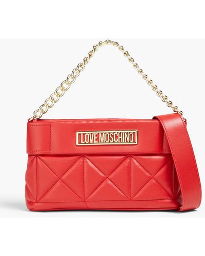 Love Moschino Quilted Faux Leather Tote - Red