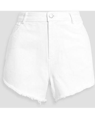 Envelope Porto Frayed Denim Shorts - White