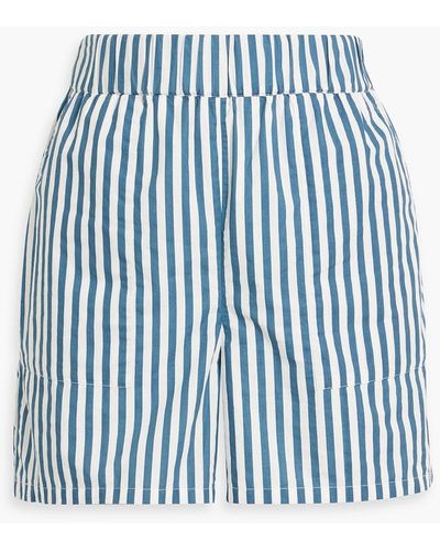 Onia Striped Cotton-poplin Shorts - Blue