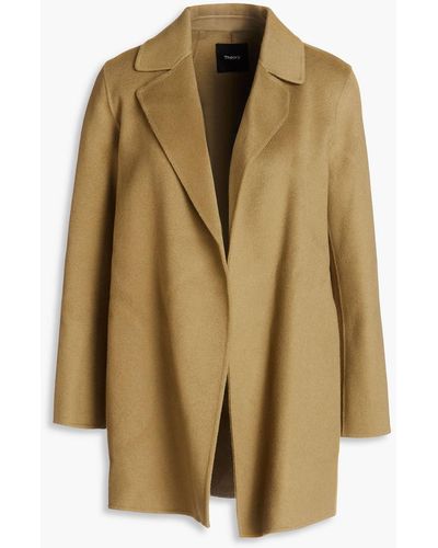 Theory Clairene Wool And Cashmere-blend Felt Coat - Green