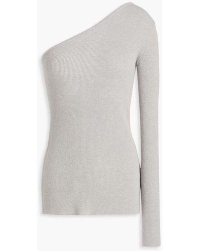 Halston Aj One-shoulder Wool And Cashmere-blend Top - White