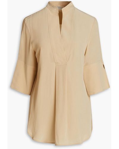 By Malene Birger Flayia Pleated Washed-silk Blouse - Natural