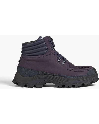 Emporio Armani Nubuck And Rubber Hiking Boots - Blue