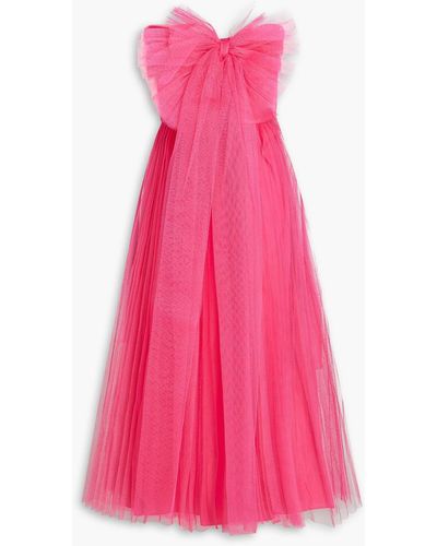 RED Valentino Strapless Bow-embellished Tulle Midi Dress - Pink