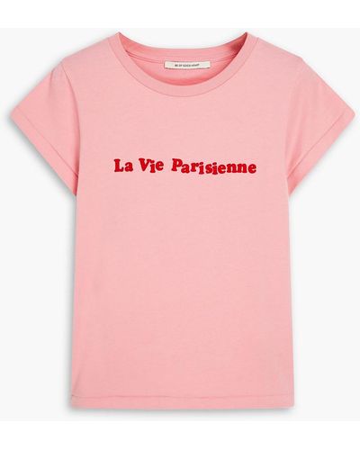 Être Cécile Flocked Printed Cotton-jersey T-shirt - Pink