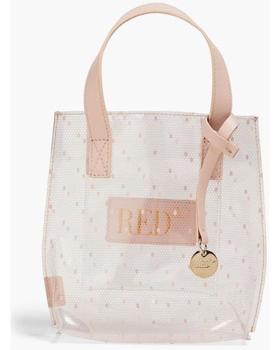 Red(V) Point D'esprit And Pvc Tote - White