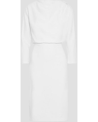 Badgley Mischka Drapiertes kleid aus crêpe mit zierknöpfen - Weiß