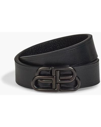 Balenciaga Bb Leather Wrap Bracelet - Black