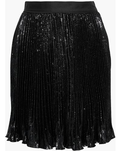 Diane von Furstenberg Guinevere Pleated Metallic Velvet Mini Skirt - Black