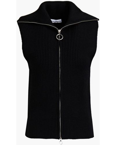 Rabanne Ribbed Wool Vest - Black