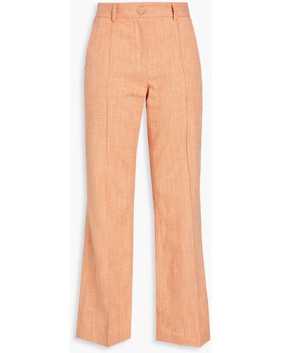 See By Chloé Cotton And Linen-blend Tweed Flared Trousers - Orange