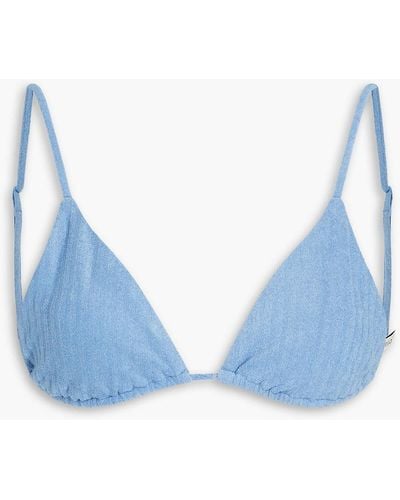 Onia Alexa Ribbed Terry Triangle Bikini Top - Blue