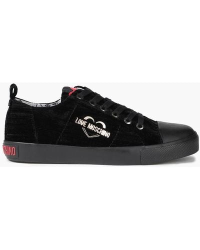 Love Moschino Sneakers aus samt mit logoapplikation - Schwarz