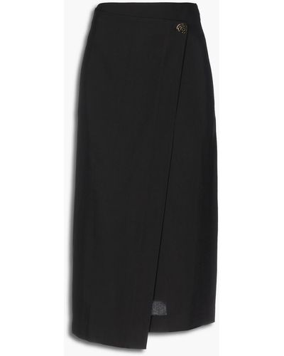 Vince Twill Midi Wrap Skirt - Black