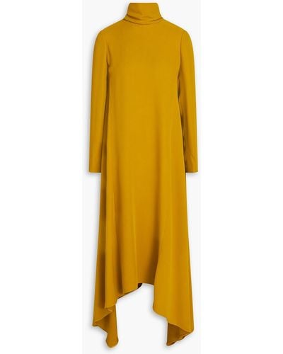 Valentino Garavani Asymmetric Silk-cady Midi Turtleneck Dress - Yellow