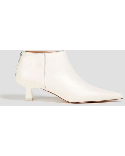Ganni Leather Ankle Boots - White