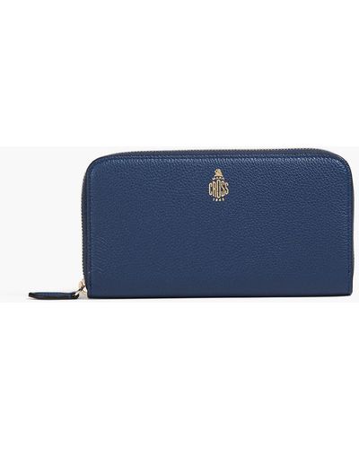 Mark Cross Pebbled-leather Continental Wallet - Blue