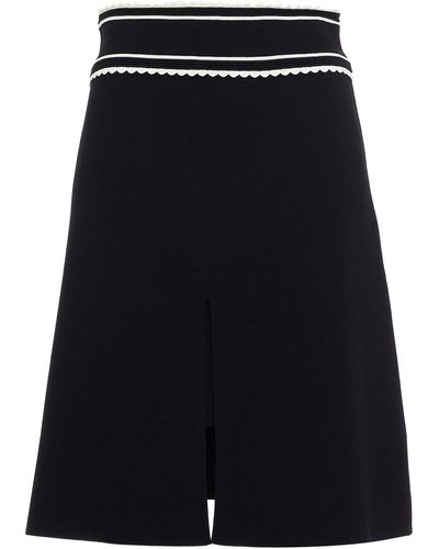 Sandro Anna Scalloped Stretch-knit Skirt - Black