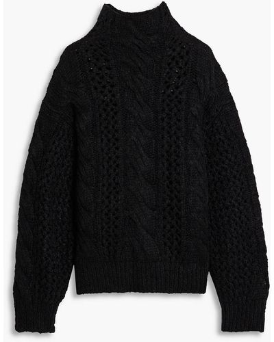 IRO Fiby Open And Cable-knit Alpaca-blend Turtleneck Jumper - Black