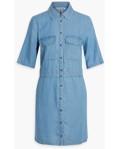 Walter Baker Finley Lyocell-chambray Mini Shirt Dress - Blue