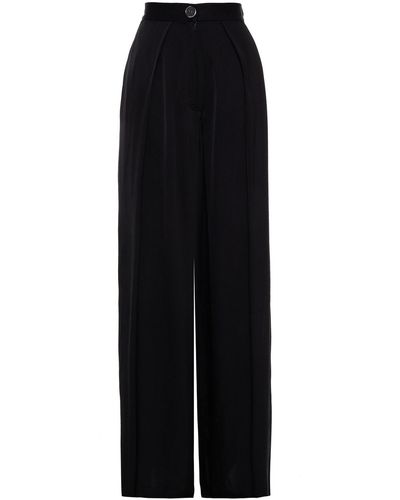 Solace London Maree Pleated Satin Wide-leg Trousers - Black