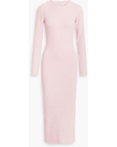 Olivia Rubin Cutout Ribbed-knit Midi Dress - Pink