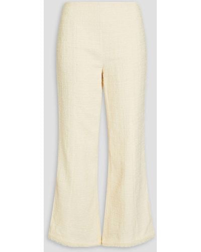 Zimmermann Cropped Frayed Tweed Bootcut Trousers - Natural