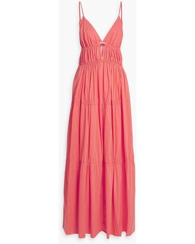 Jonathan Simkhai April Tiered Cutout Cotton-poplin Maxi Dress - Pink