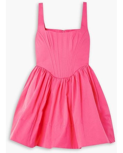 STAUD Landscape Gathered Cotton-blend Faille Mini Dress - Pink