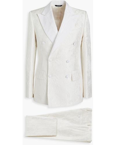 Dolce & Gabbana Double-breasted Cotton-blend Satin-jacquard Suit - White