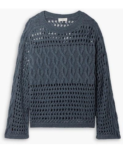Lafayette 148 New York Infinity Metallic Open-knit Silk-blend Sweater - Blue