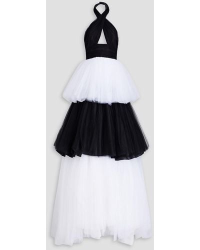 Carolina Herrera Two-tone Tulle Halterneck Gown - Black