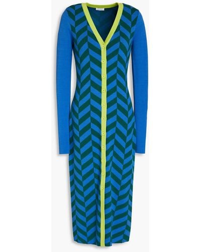 RHODE Regina Jacquard-knit Midi Dress - Blue