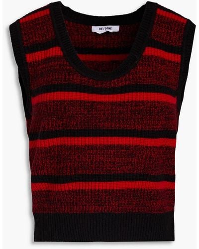 RE/DONE Striped Ribbed Wool Vest - Red