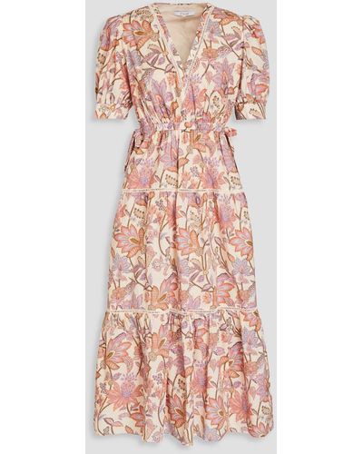 10 Crosby Derek Lam Tiered Paisley-print Cotton Midi Dress - Pink