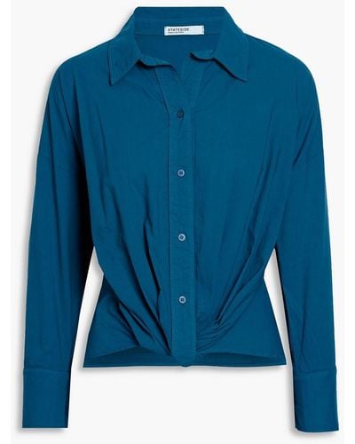 Stateside Twist-front Cotton-poplin Shirt - Blue