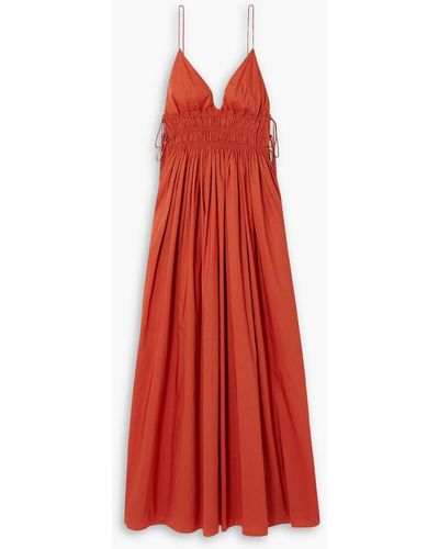 Matteau Tie-detailed Shir Cotton-poplin Maxi Dress - Red