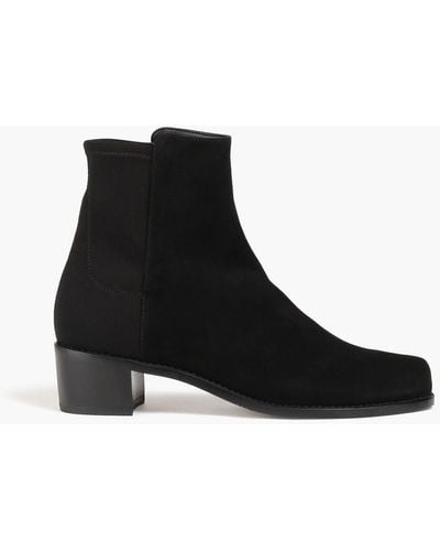 Stuart Weitzman Easyon Reserve Suede And Neoprene Ankle Boots - Black