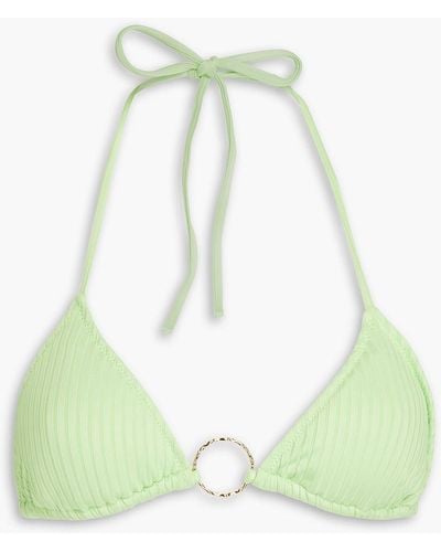 Melissa Odabash Miami Ring-embellished Ribbed Triangle Bikini Top - Green