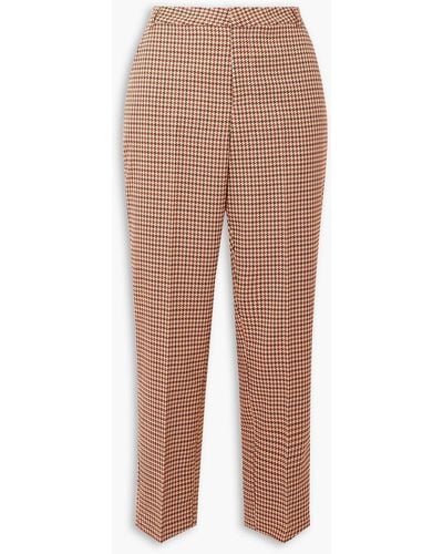 L'Agence Ludivine Cropped Houndstooth Tweed Straight-leg Trousers - Natural