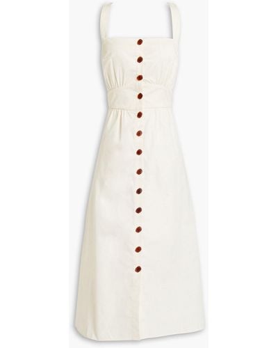 Ba&sh Open-back Gathered Cotton-poplin Midi Dress - White